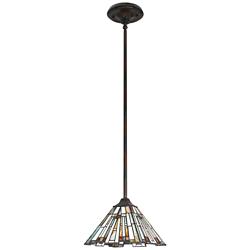 Quoizel Lighting Maybeck 8" Wide Bronze Tiffany Glass Mini-Pendant