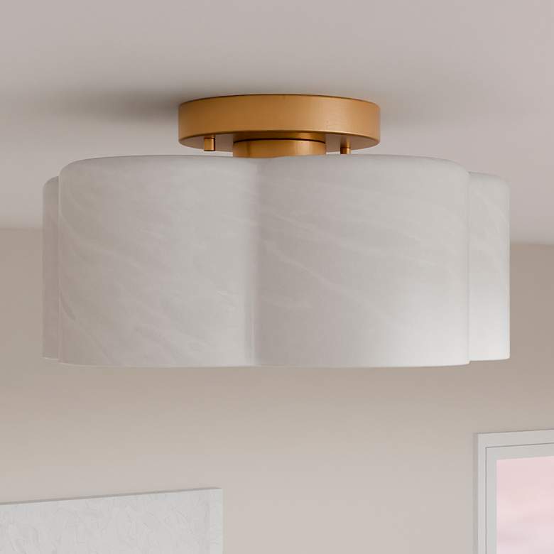 Image 1 Quoizel Lilly 14" Wide Brushed Brass Ceiling Light