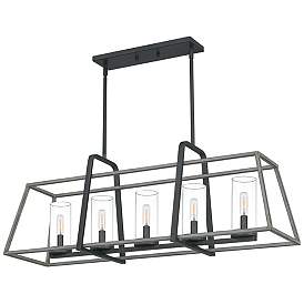Image5 of Quoizel Lincoln 40" Wide Distressed Iron 5-Light Island Chandelier more views