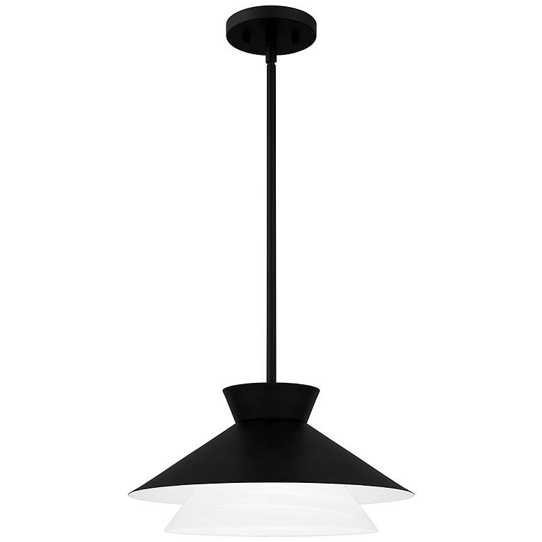 Image 1 Quoizel Lionel 15"W Matte Black Double Layer Pendant Light