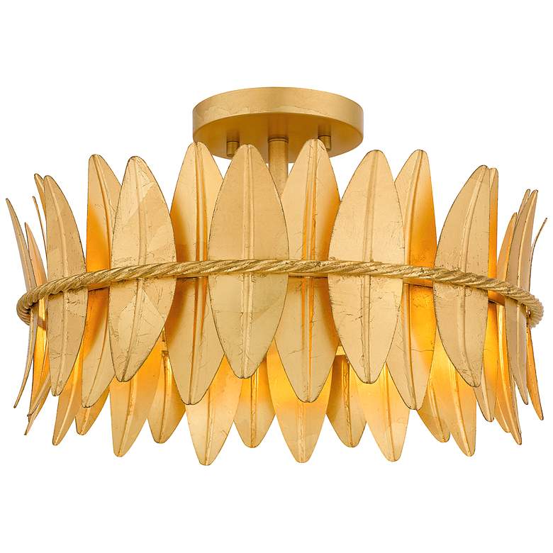 Image 3 Quoizel Liza 16" Wide Gold Leaf 3-Light Ceiling Light