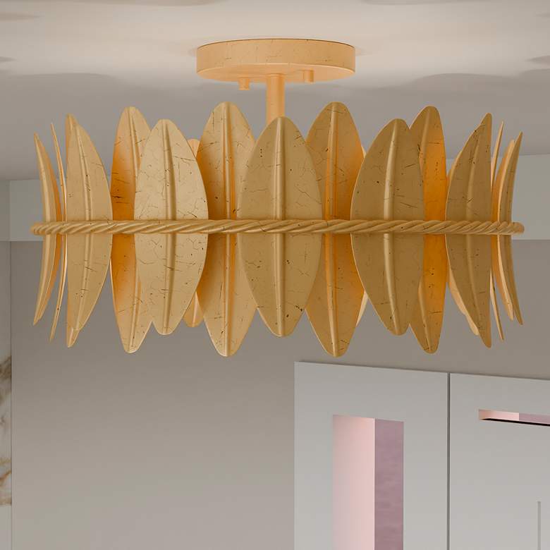 Image 2 Quoizel Liza 16" Wide Gold Leaf 3-Light Ceiling Light