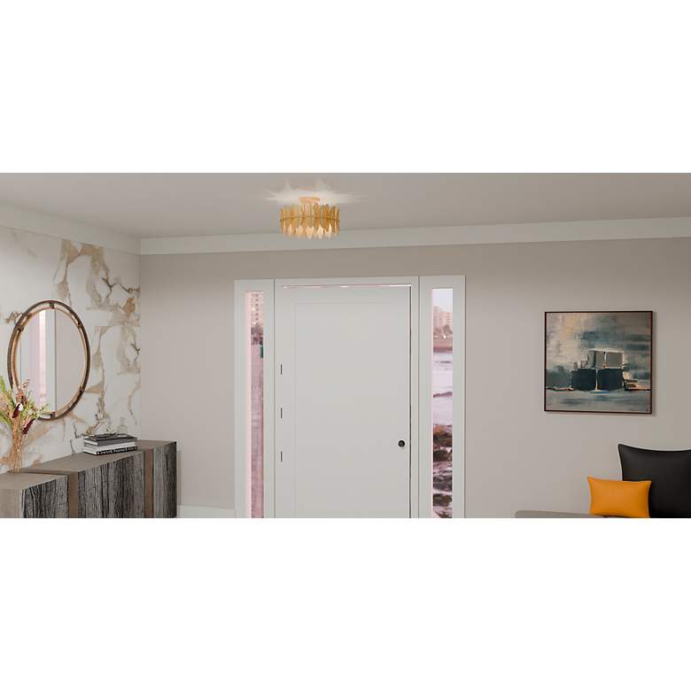 Image 4 Quoizel Liza 16" Wide Gold Leaf 3-Light Ceiling Light more views