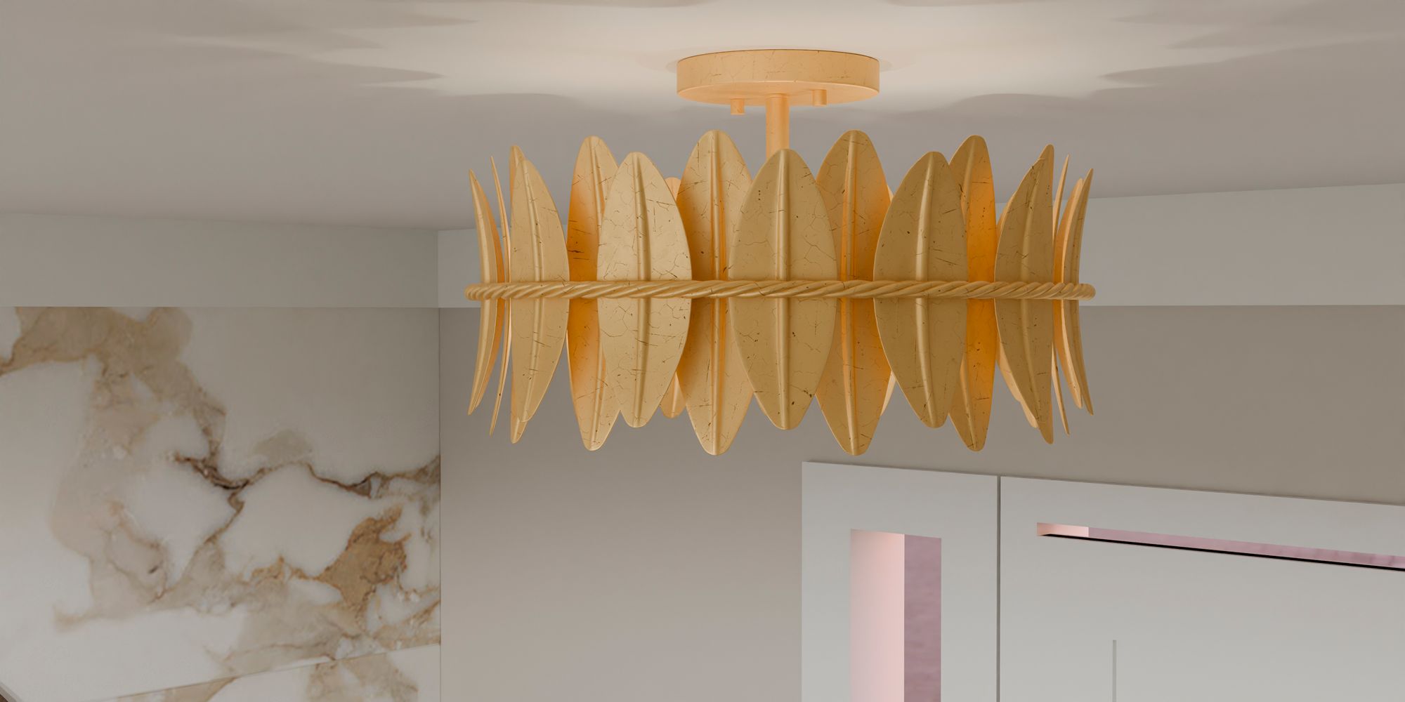 Quoizel Liza 16" Wide Gold Leaf 3-Light Ceiling Light in scene