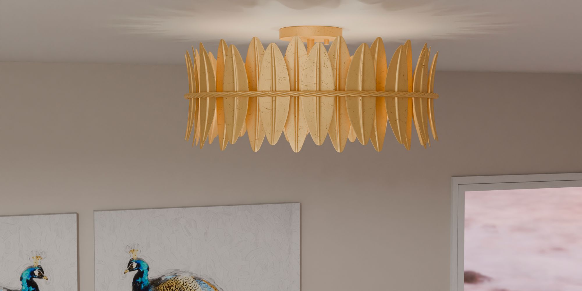 Quoizel Liza 20 1/2" Wide Gold Leaf 4-Light Ceiling Light in scene