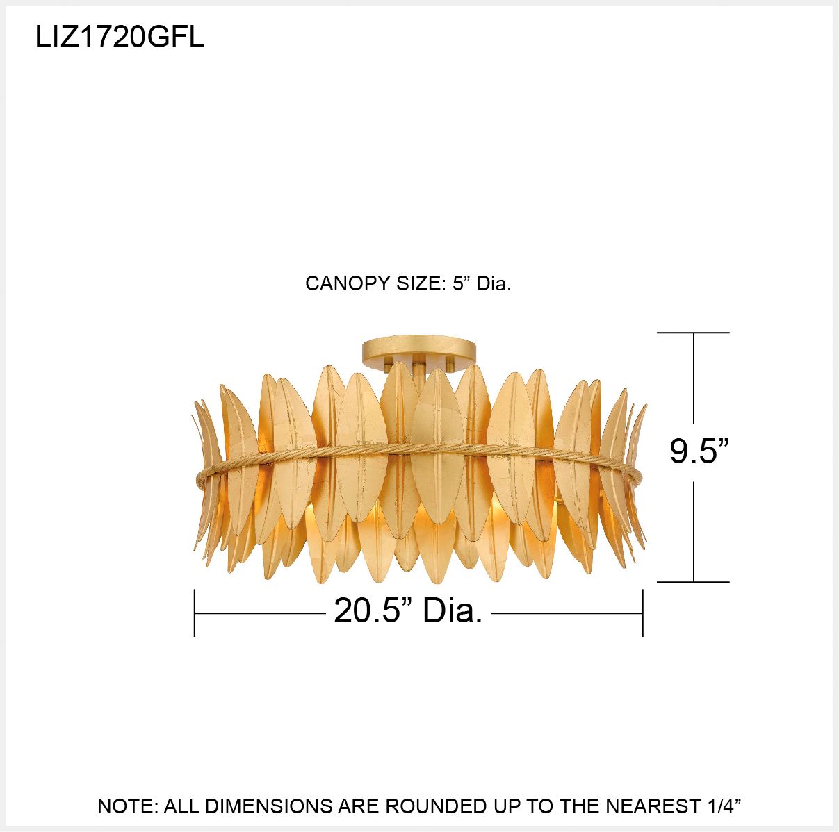 Quoizel Liza 20 1/2" Wide Gold Leaf 4-Light Ceiling Light in scene