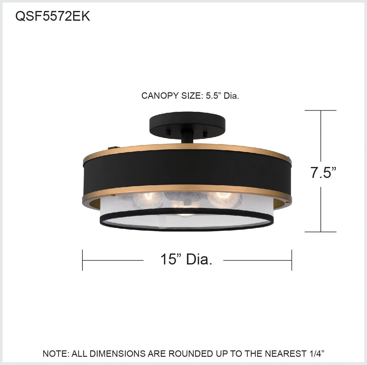 Quoizel Lockwood 15" Wide Earth Black 3-Light Ceiling Light in scene