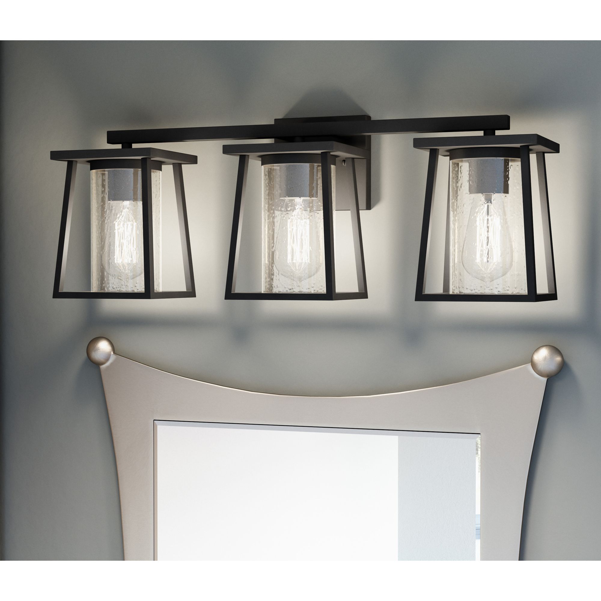 Image Quoizel Lodge 24" Wide Matte Black 3-Light Bath Light