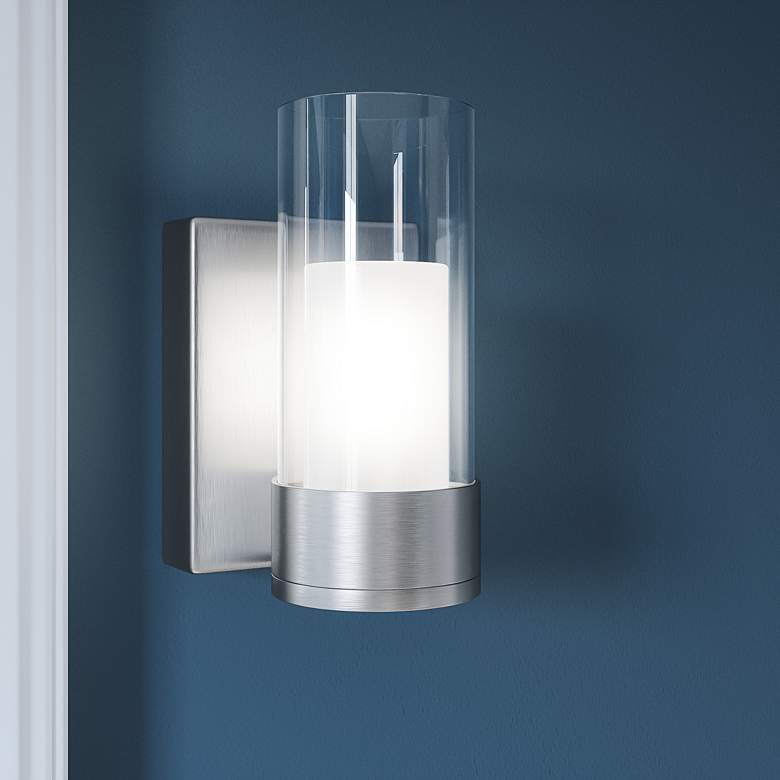 Image 1 Quoizel Logan 7 1/2 inch High Brushed Nickel LED Wall Sconce