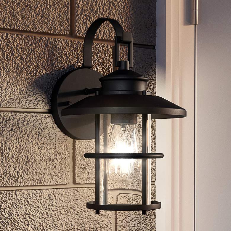 Image 1 Quoizel Lombard 12 3/4 inch High Matte Black Outdoor Wall Light