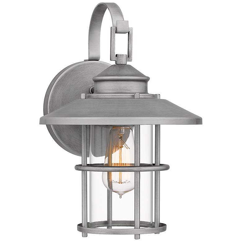 Image 3 Quoizel Lombard 14" High Antique Brushed Aluminum Outdoor Wall Light