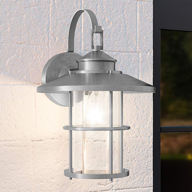 Image 1 Quoizel Lombard 16 1/2"H Antique Brushed Aluminum Outdoor Wall Light