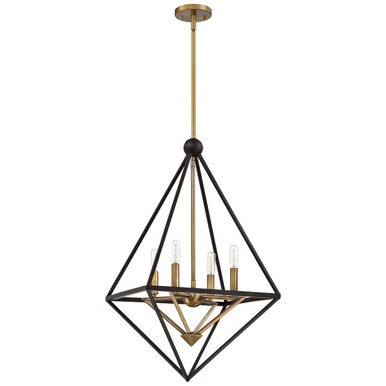 Image 3 Quoizel Louvre 22 1/2" Bronze and Brass 4-Light Geometric Pendant more views