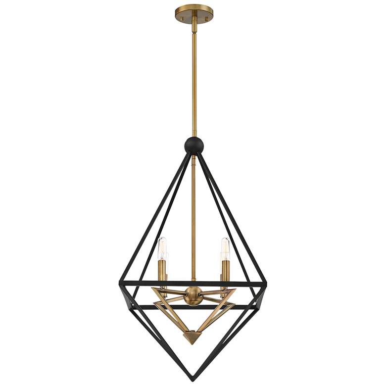 Image 5 Quoizel Louvre 22 1/2" Bronze and Brass 4-Light Geometric Pendant more views