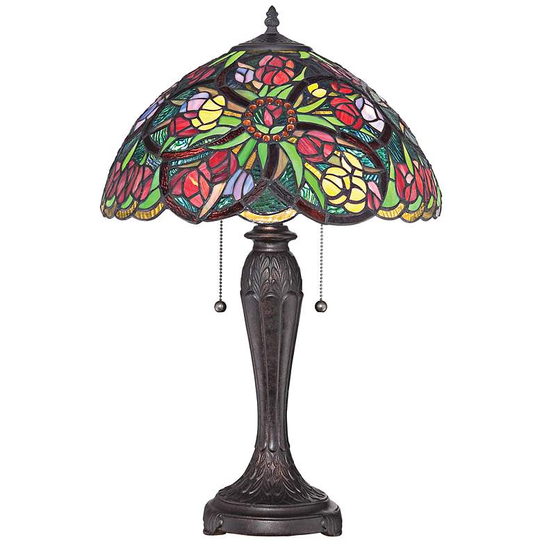 Image 1 Quoizel Lucia Blooming Flowers Tiffany Table Lamp
