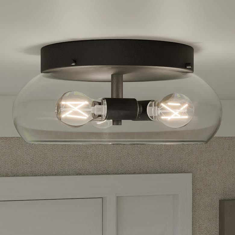 Image 2 Quoizel Lucy 14" Wide Matte Black 3-Light Ceiling Light