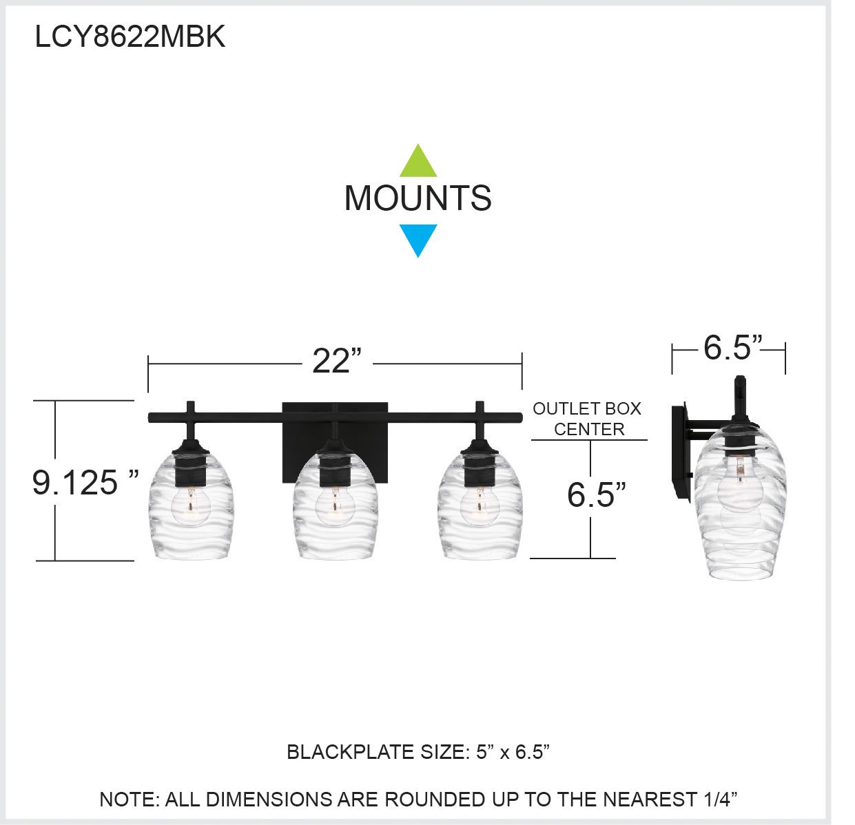 Quoizel Lucy 22" Wide Matte Black 3-Light Bath Light in scene