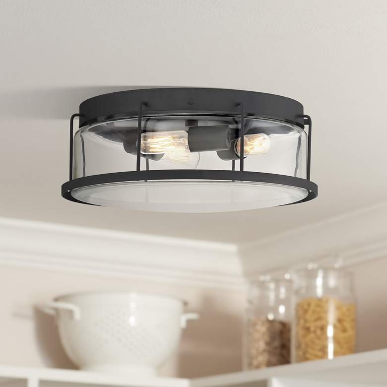 Image 1 Quoizel Ludlow 13 1/4"W Earth Black 3-Light Ceiling Light