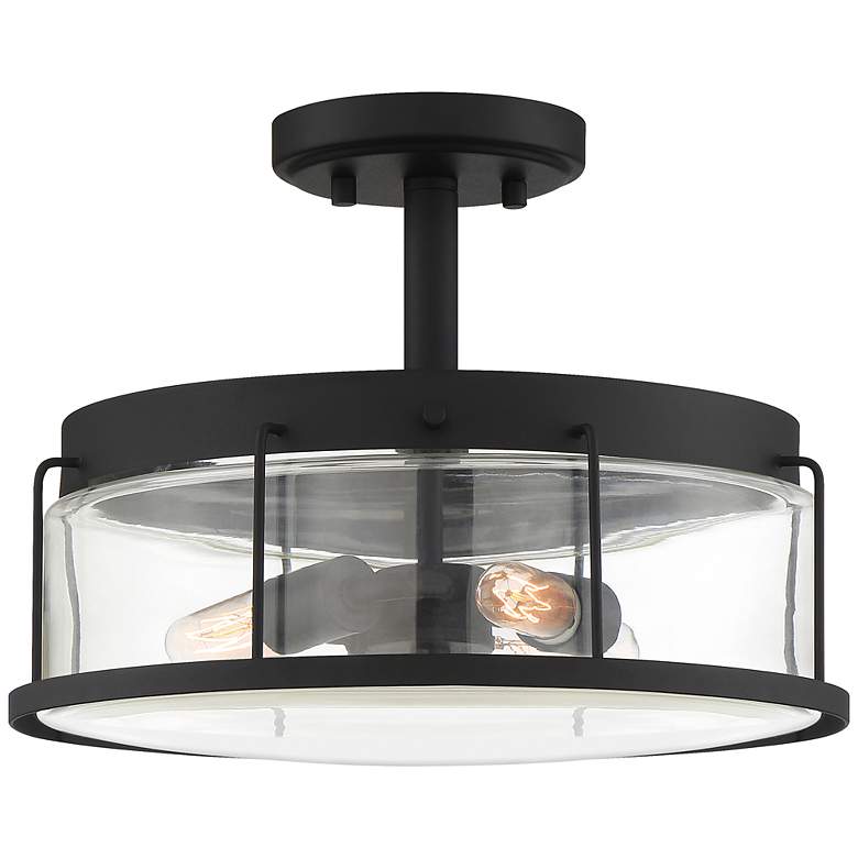 Image 1 Quoizel Ludlow 13 1/4"W Earth Black 3-Light Ceiling Light