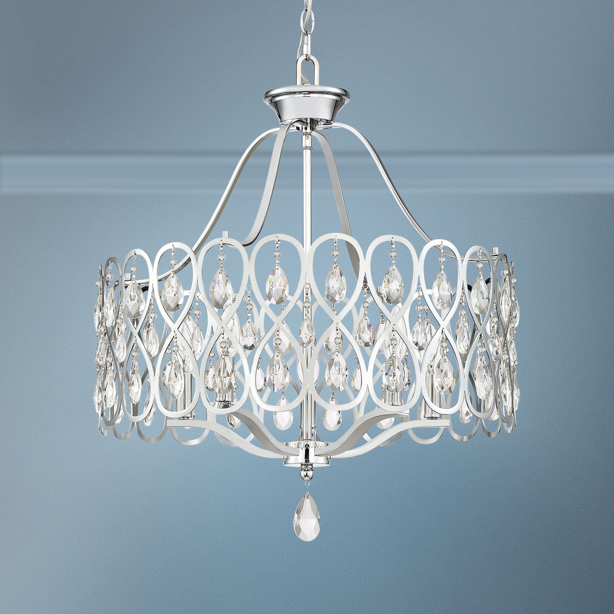 chrome crystal pendant light