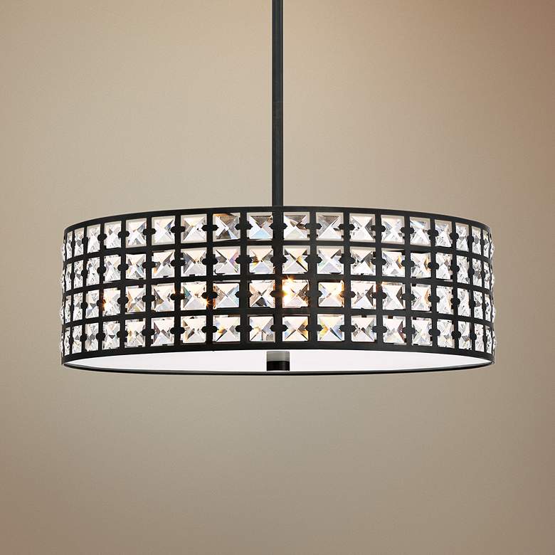 Image 1 Quoizel Luxury 21 3/4" Wide Bronze Laser-Cut Drum Pendant