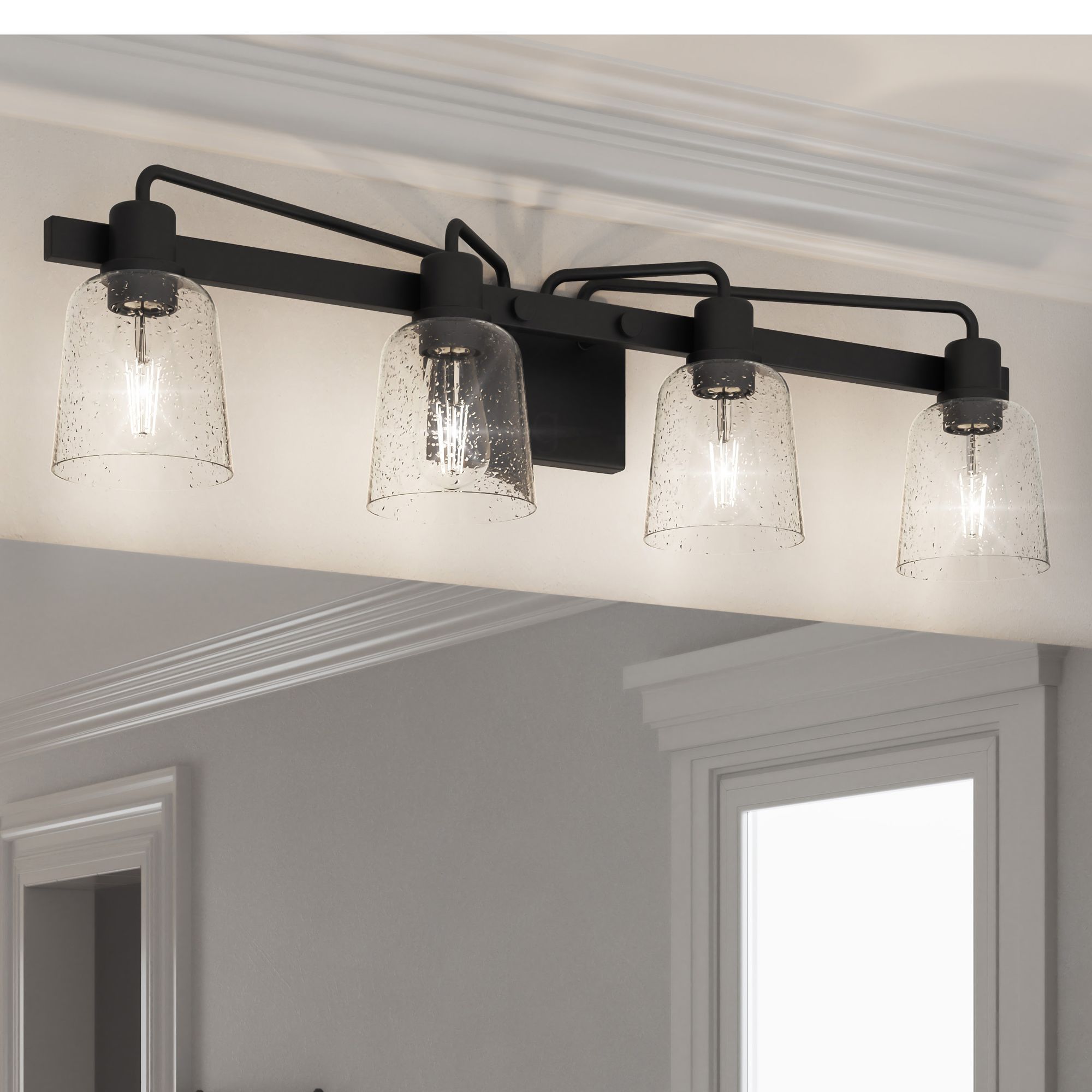 Image Quoizel Lydia 34" Wide Matte Black 4-Light Bath Light