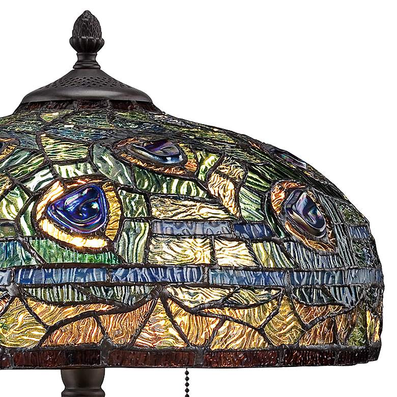 Image 3 Quoizel Lynch 26" Tiffany-Style Peacock Glass Table Lamp more views