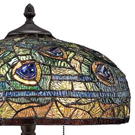 Image3 of Quoizel Lynch 26" Tiffany-Style Peacock Glass Table Lamp more views