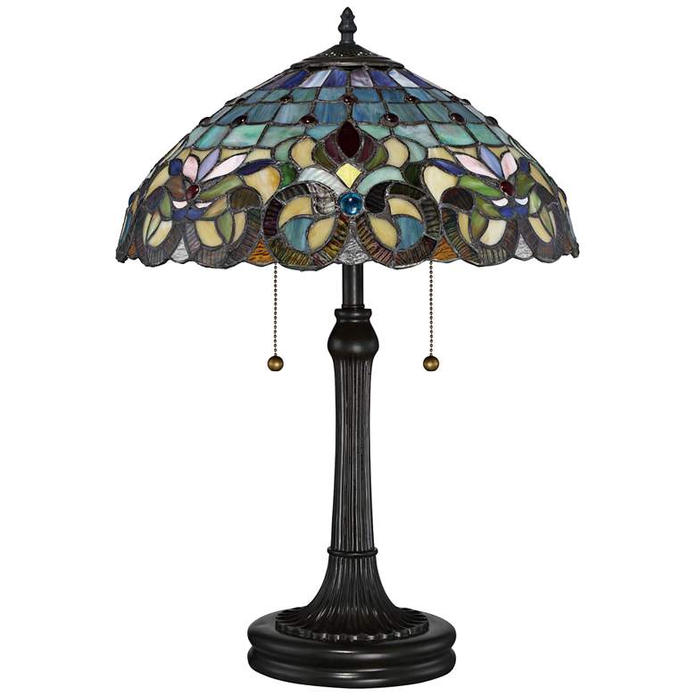 Image 4 Quoizel Lyric 22 3/4" Vintage Bronze Tiffany-Style Accent Table Lamp more views