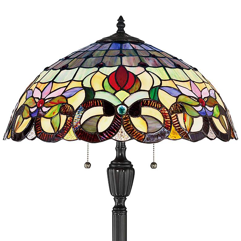 Image 3 Quoizel Lyric Vintage Bronze Tiffany-Style Floor Lamp more views