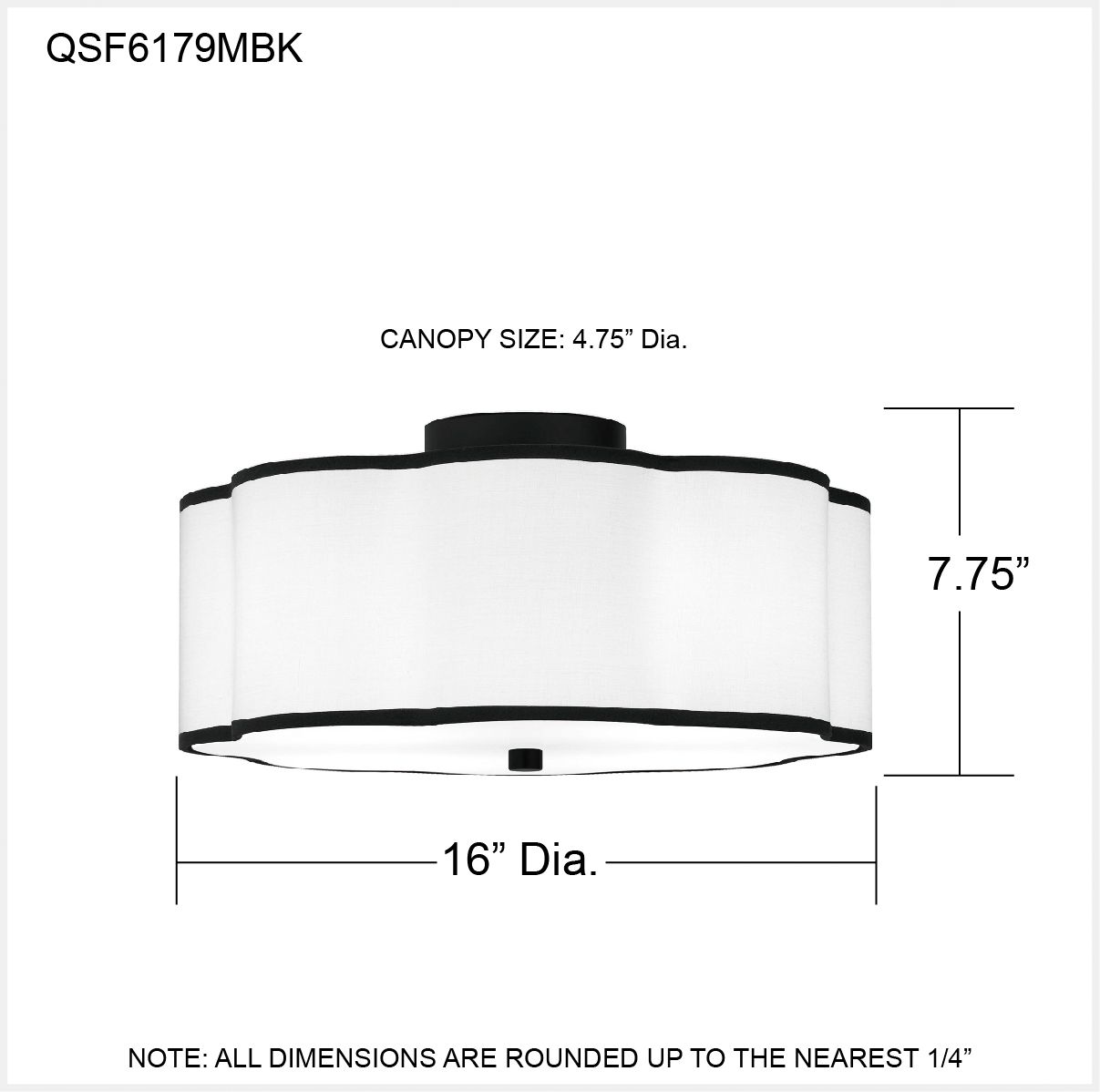 Quoizel Mabry 16" Wide Matte Black Ceiling Light in scene