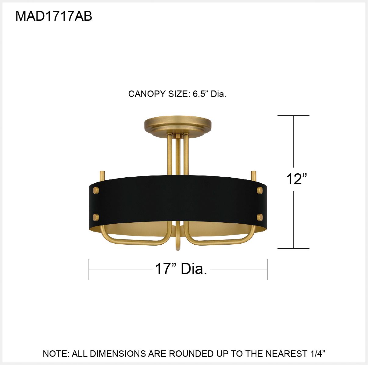 Quoizel Madden 17" Wide Aged Brass 3-Light Ceiling Light