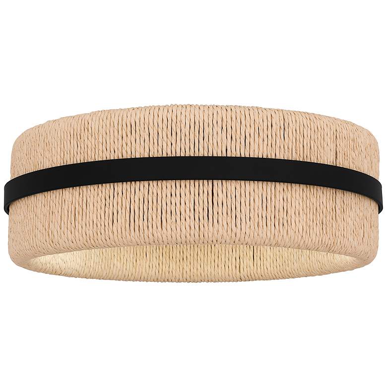 Image 3 Quoizel Maeve 14" Wide 2-Light Matte Black Ivory Rope Flush Mount