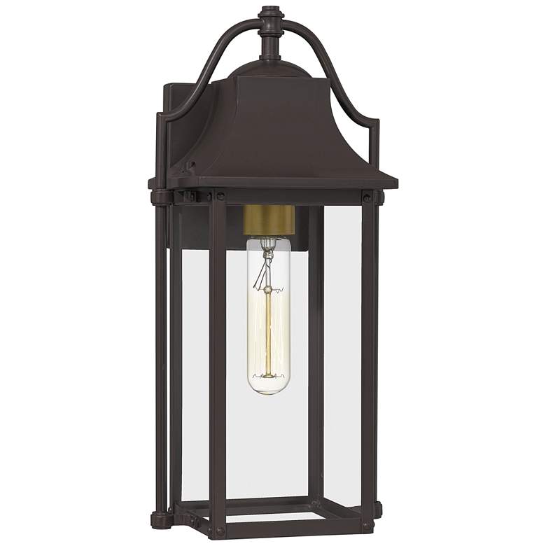 Image 1 Quoizel Manning 14 3/4 inch High Western Bronze Outdoor Lantern Wall Light