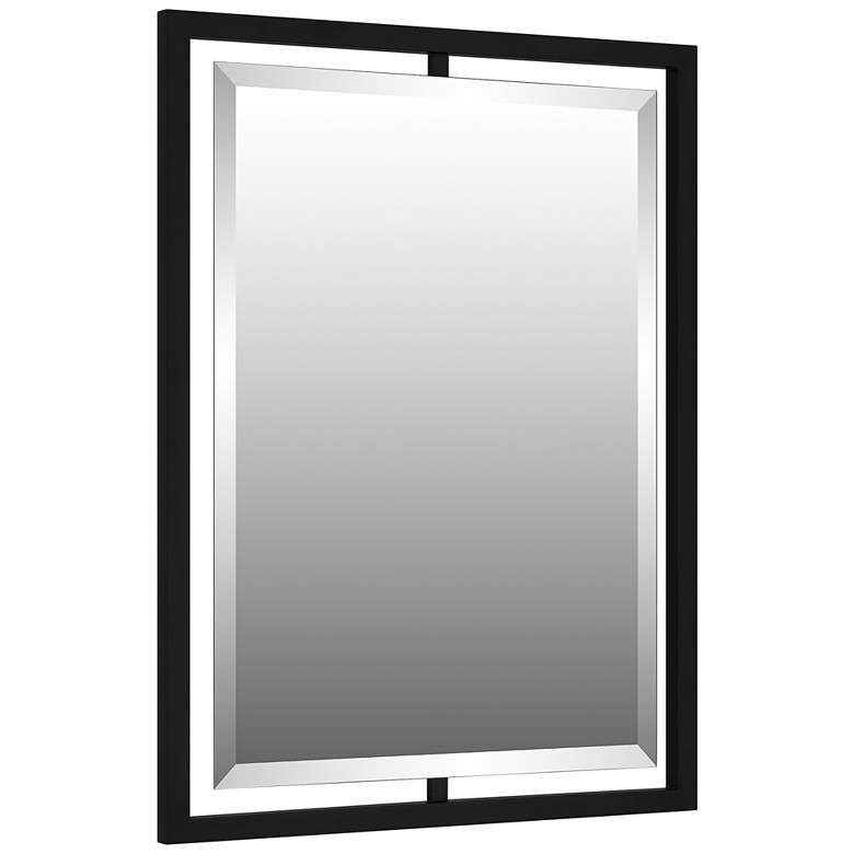 Image 3 Quoizel Marcos Matte Black 24 inch x 32 inch Rectangular Wall Mirror more views