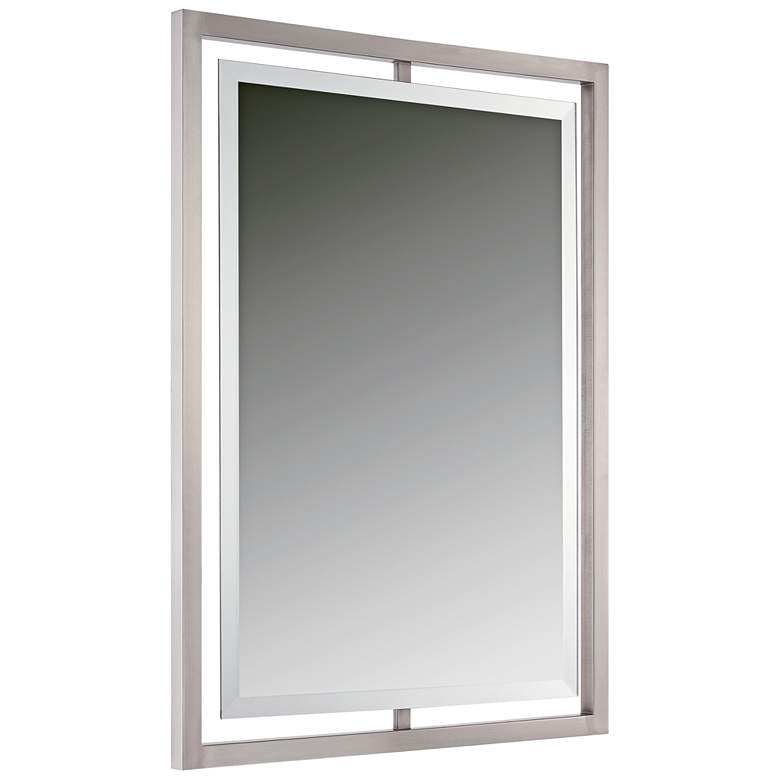 Image 4 Quoizel Marcos Nickel 24" x 32" Floating Wall Mirror more views