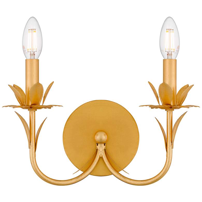 Image 2 Quoizel Maria 11 1/4" High Gold Leaf 2-Light Wall Sconce