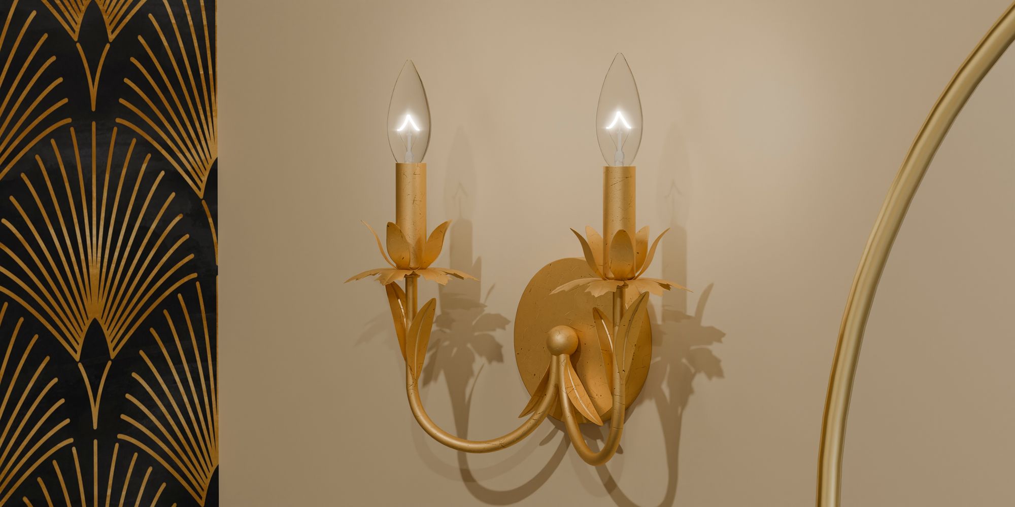 Quoizel Maria 11 1/4" High Gold Leaf 2-Light Wall Sconce