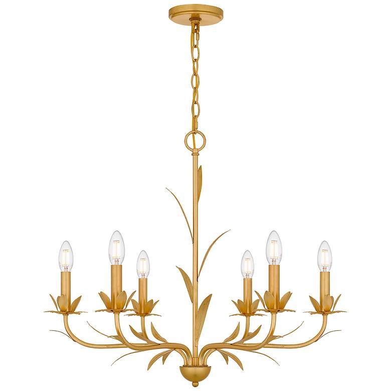 Image 1 Quoizel Maria 27 1/2" Wide Gold Leaf 6-Light Chandelier