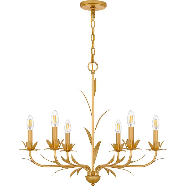 Image 2 Quoizel Maria 27 1/2" Wide Gold Leaf 6-Light Chandelier more views