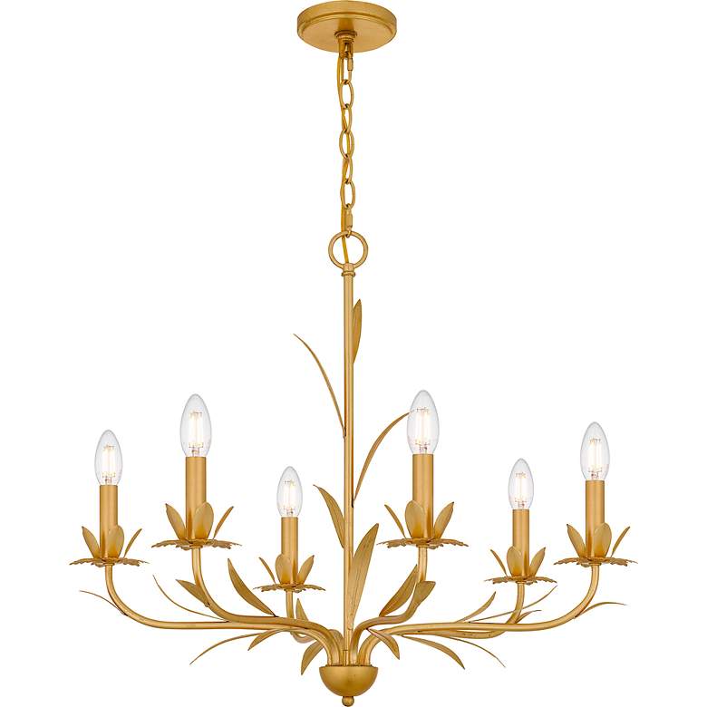 Image 3 Quoizel Maria 27 1/2" Wide Gold Leaf 6-Light Chandelier more views