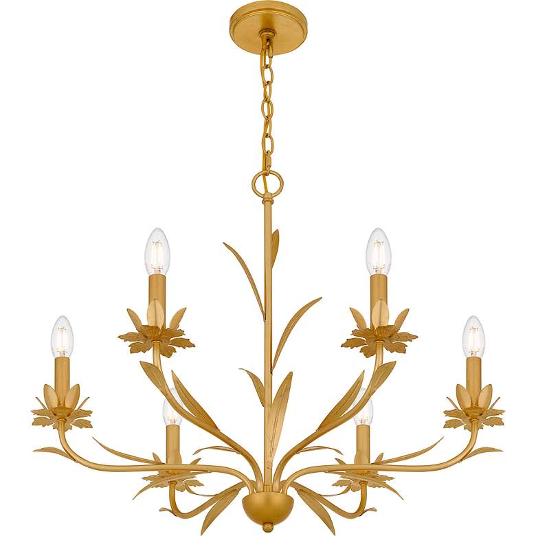 Image 4 Quoizel Maria 27 1/2" Wide Gold Leaf 6-Light Chandelier more views
