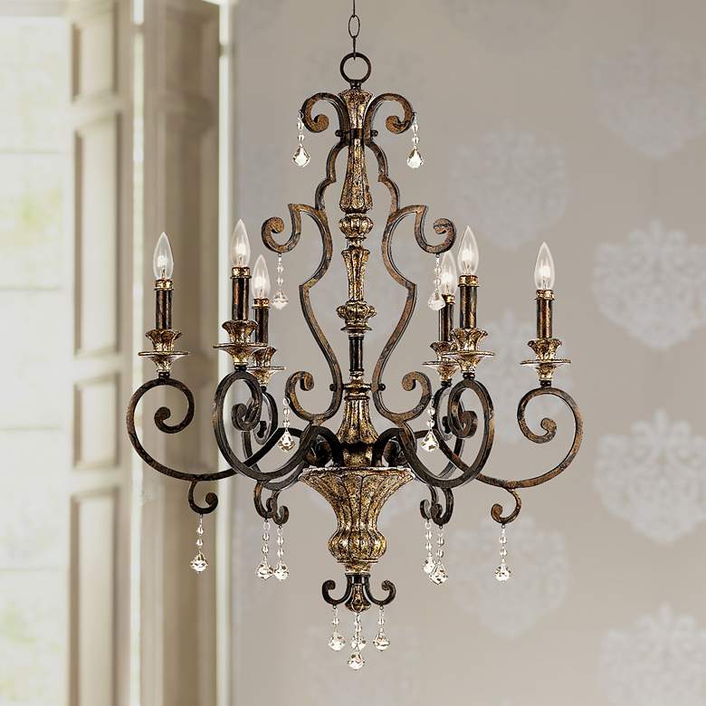 Image 1 Quoizel Marquette 28 inch Wide Six Light Bronze Traditional Chandelier