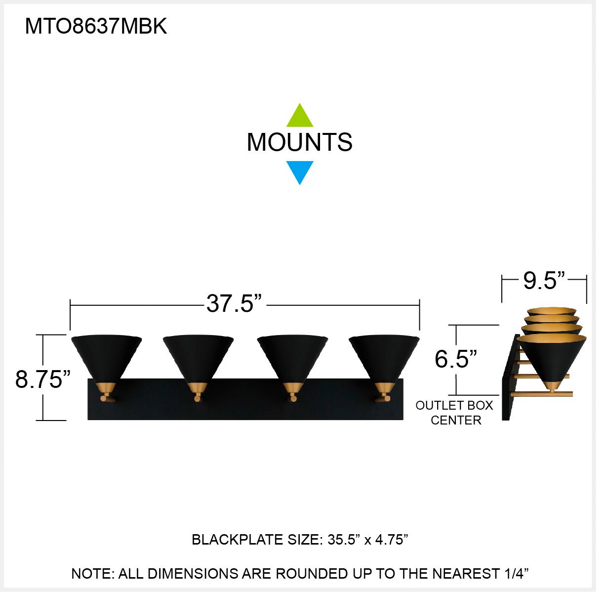 Quoizel Mastro 37 1/2" Wide Matte Black 4-Light Bath Light