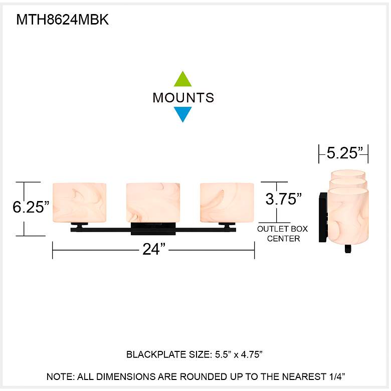 Image 6 Quoizel Mather 24" Wide Matte Black 3-Light Bath Light more views