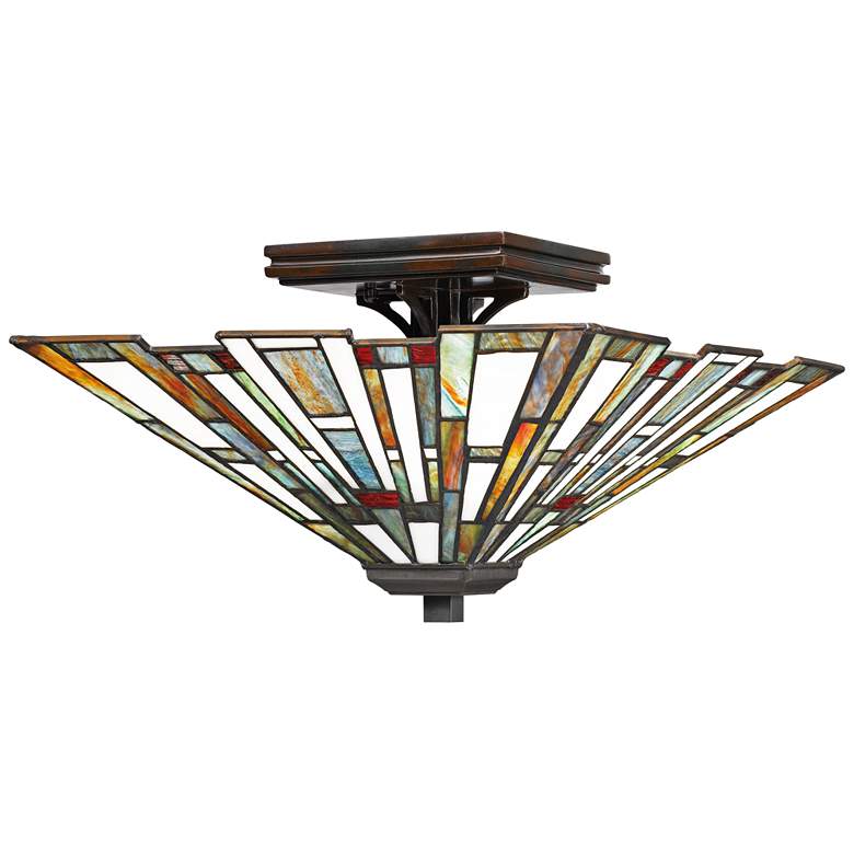 Image 2 Quoizel Maybeck 14 1/2" Valiant Bronze Tiffany Style Ceiling Light