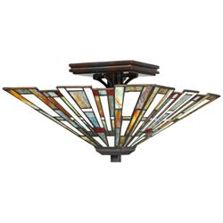 Quoizel Maybeck 14 1/2" Valiant Bronze Tiffany Style Ceiling Light