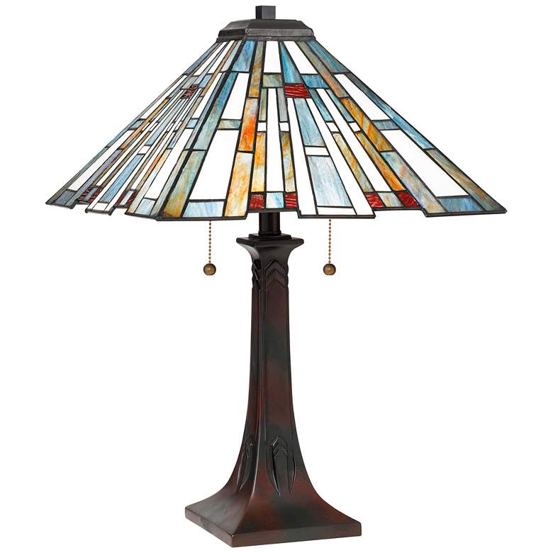 Quoizel Maybeck 24 3/4&quot; Valiant Bronze Tiffany-Style Table Lamp