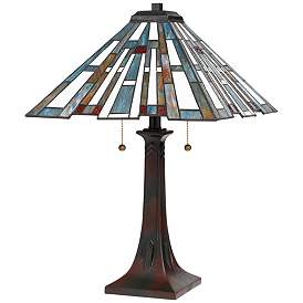 Image4 of Quoizel Maybeck 24 3/4" Valiant Bronze Tiffany-Style Table Lamp more views