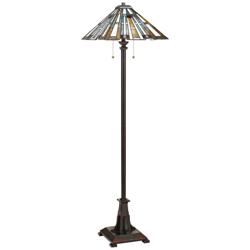Quoizel Maybeck 62" High Valiant Bronze Tiffany-Style Floor Lamp